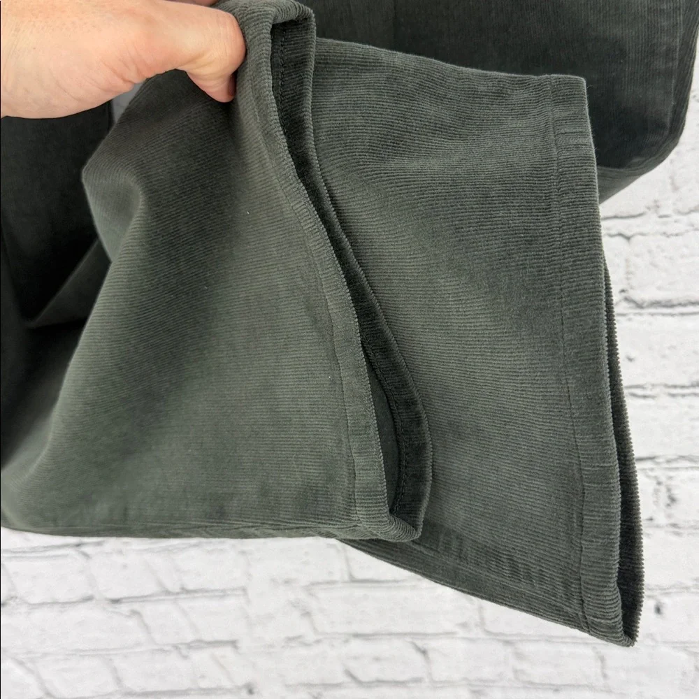 Eileen Fisher Organic Cotton Stretch Corduroy Straight Ankle Pants L (14-16) GRV